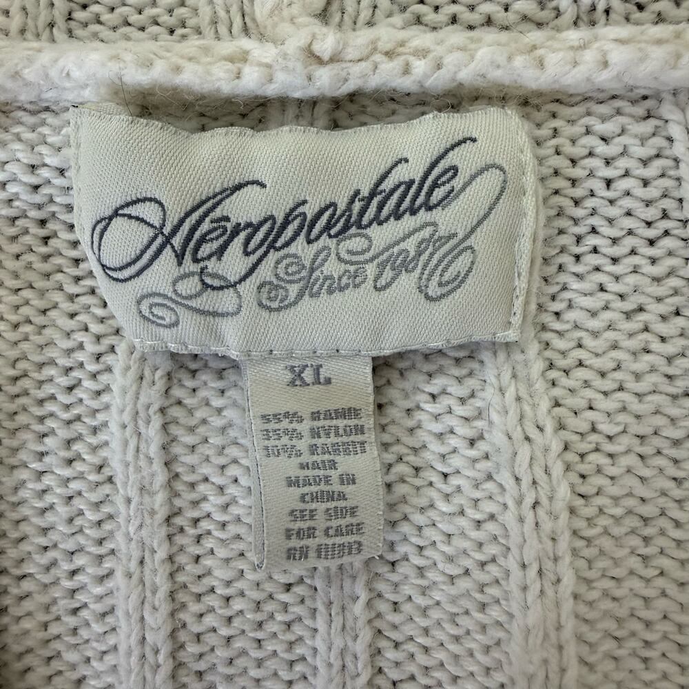 Vintage Y2K Aeropostale Cable Knit V-Neck Sweater Bella Swan Rabbit Hair Fits Lg - Picture 5 of 5